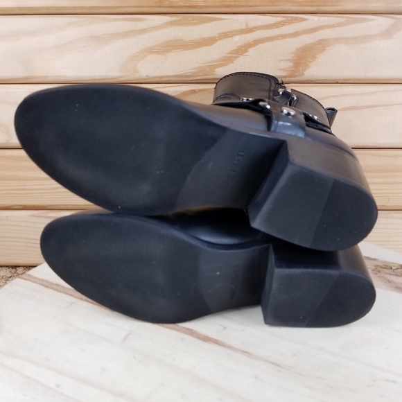 Marc Fisher Black Leather Side Zip Heeled Ankle Boot Booties Moto Biker Women's - Picture 9 of 11